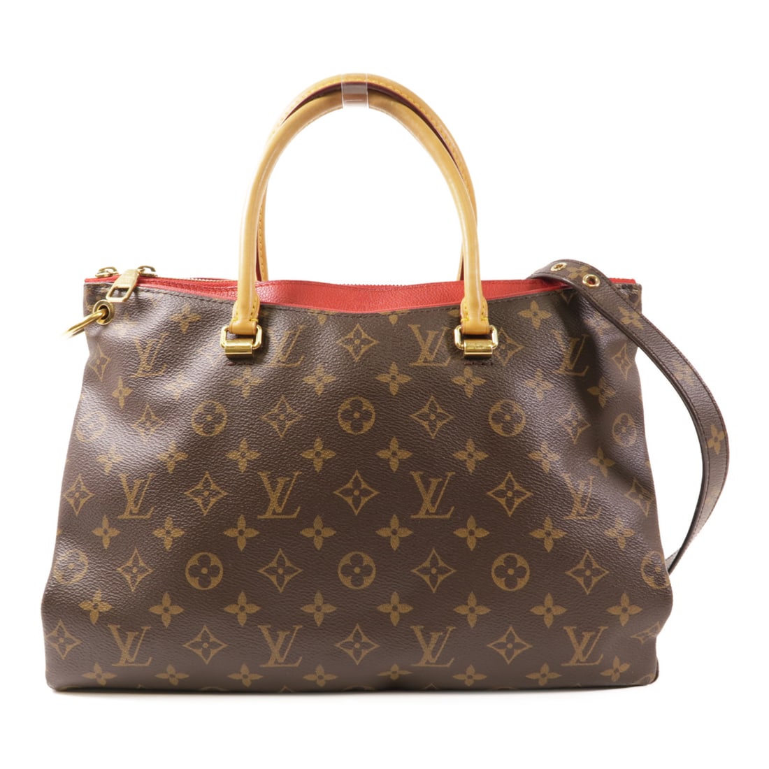 LOUIS VUITTON Monogram Pallas Gold Hand-Handed Bags for Shoulders and Backs Palm Color/Red Bro (1 of 13)