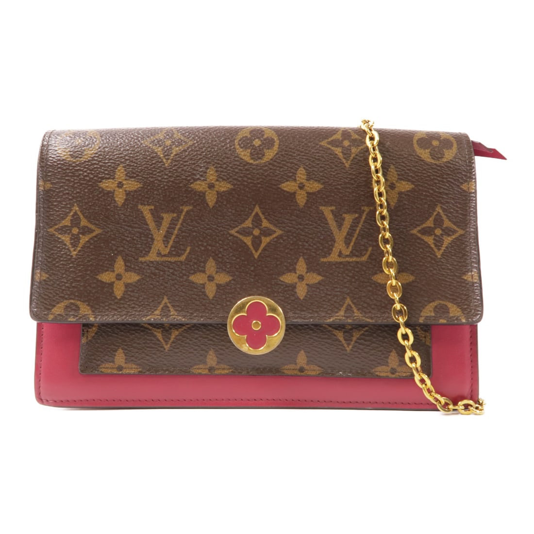LOUIS VUITTON Monogram Portefeuille Flore gold cross shoulder shoulder bag hem yellow/red Brown R: Item Name: LOUIS VUITTON Monogram Portefeuille Flore gold cross shoulder shoulder bag hem yellow/red Brown R Brand: LOUIS VUITTON Model No.: M69578 Size: x W:19cmH:12.5cm x D:4cm(W:7.5 inch x H:4.9 in