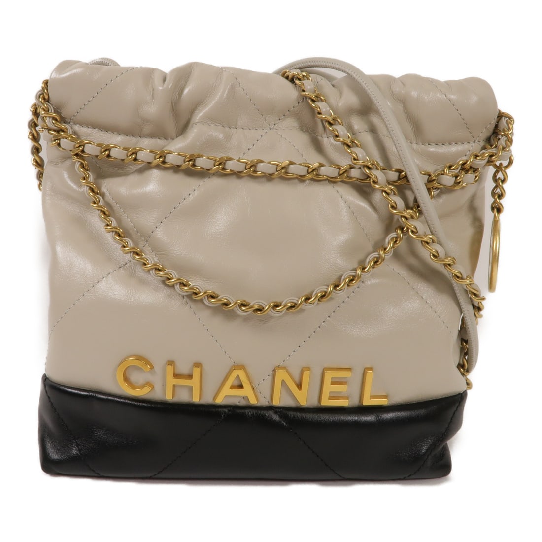 CHANEL Gray Grey/Black Sheepskin leather CHANEL Mini 22 gold shoulder bag Shoulder Bag Lambskin (1 of 13)