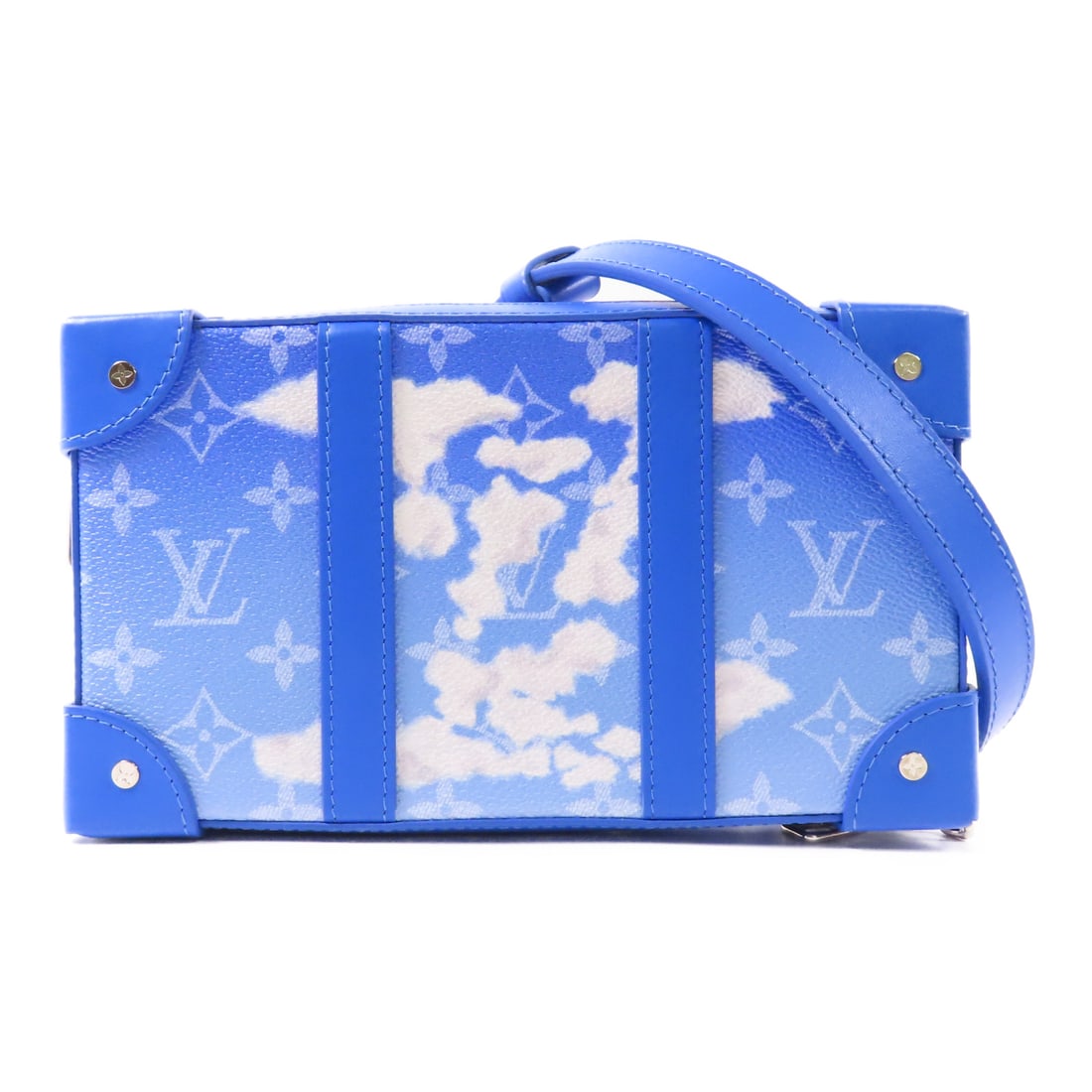 LOUIS VUITTON [Kyaku Yukei] Monogram Clouds Soft Trunk Wallet Ginpaku Shoulder Back Bag Blue White (1 of 12)