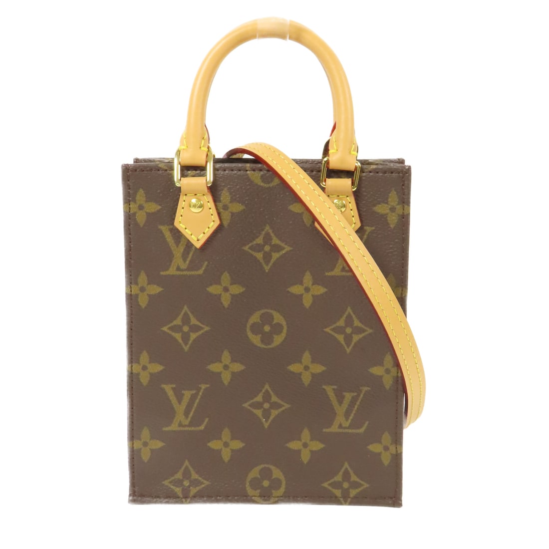 LOUIS VUITTON Monogram Petit Sac PlatHandmade shoulder and back bag Brown Brown 2wayShoulder Bag (1 of 12)