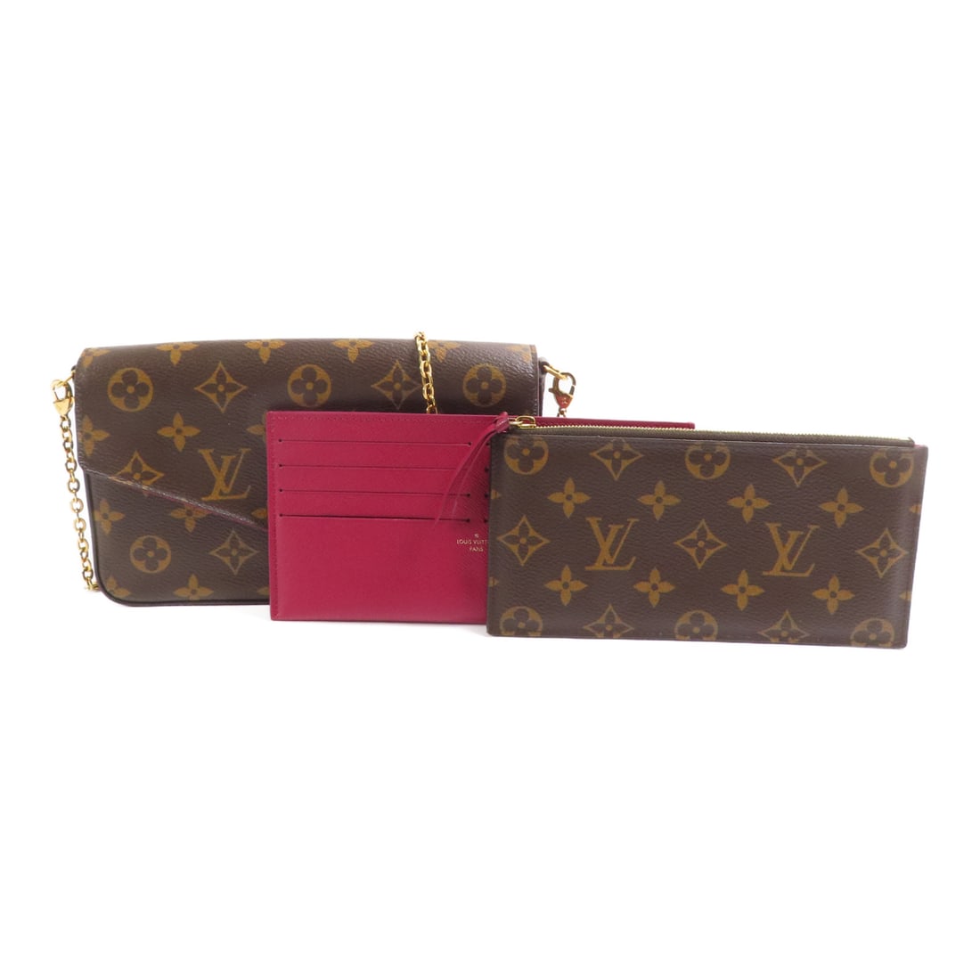 LOUIS VUITTON Monogram Pochette Felicie gold crosshair shoulder bag Brown Brown Shoulder Bag M61276 (1 of 14)