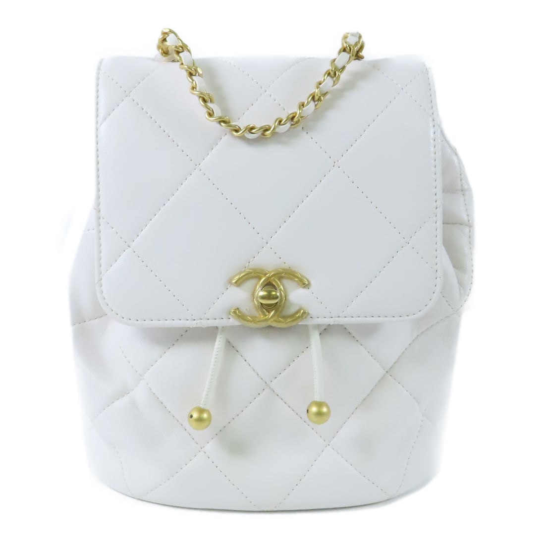 CHANEL White White Sheepskin leather Ado Backpack Rucksack Backpack Lambskin (sheep leather) AS3884 (1 of 16)