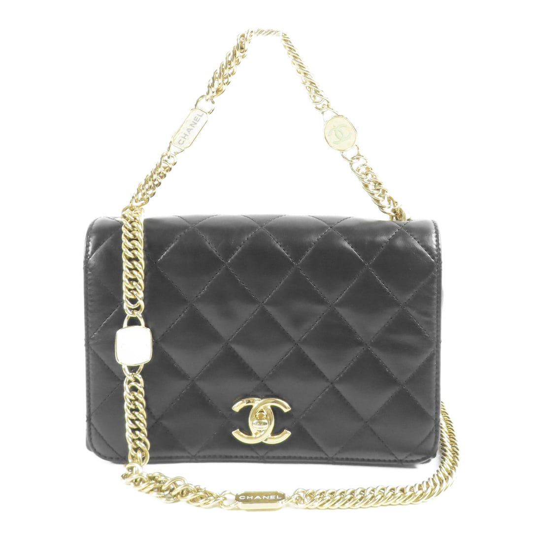 CHANEL Black Black Sheepskin Leather Matelasse Bag Hand-Handed Shoulder and Back Bag 2wayShoulder (1 of 14)