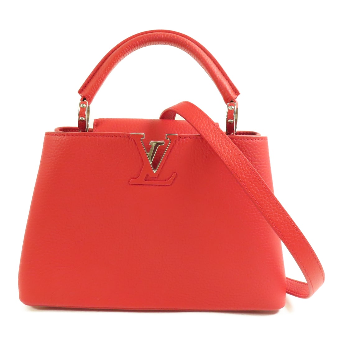 LOUIS VUITTON Taurillon Capucines BB Ginpaku Handmade Shoulder Bag Red Red 2wayShoulder Bag M94754 (1 of 15)
