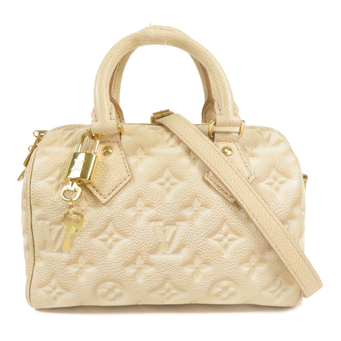 LOUIS VUITTON Monogram Empreinte Speedy Bandouliere Hand-milled Shoulder Bag Beige Beige (1 of 14)