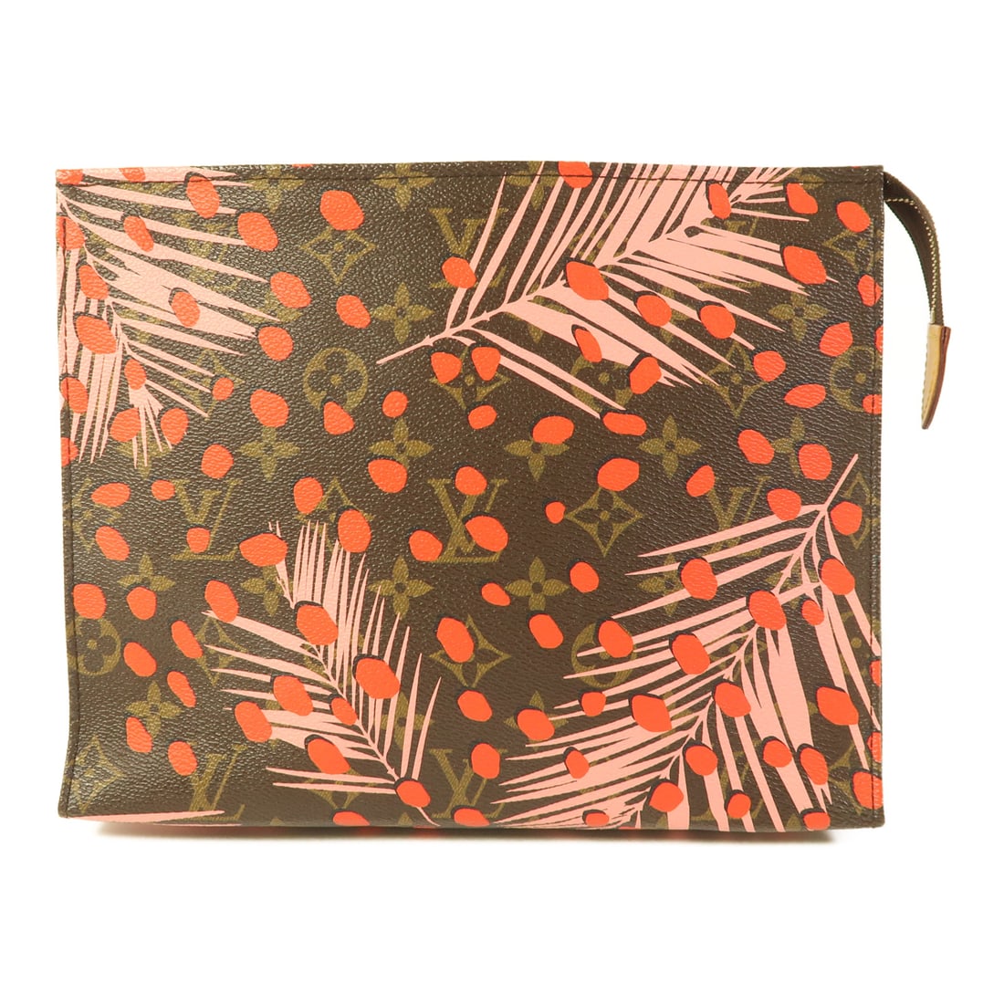 LOUIS VUITTON Monogram Jungle Dots Toiletry Pouch Brown Red Brown/Pink/Red business bag clutch bag: Item Name: LOUIS VUITTON Monogram Jungle Dots Toiletry Pouch Brown Red Brown/Pink/Red business bag clutch bag M41423 Brand: LOUIS VUITTON Model No.: M41423 Size: x W:24.5cmH:19.5cm x D:5.5cm(W:9.6 inc