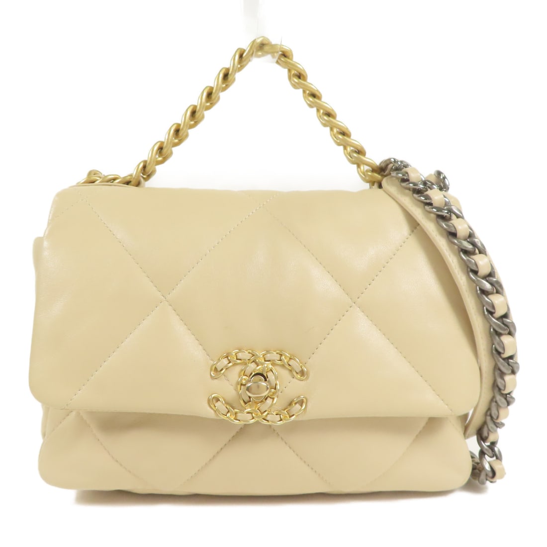CHANEL Beige Beige Sheepskin leather C19 hand-turned shoulder and back bag 2wayShoulder Bag Lambskin: Item Name: CHANEL Beige Beige Sheepskin leather C19 hand-turned shoulder and back bag 2wayShoulder Bag Lambskin (sheep leather) Brand: CHANEL Model No.: AS1160 Size: x W:25cmH:17.5cm x D:8cm(W:9.8 inc