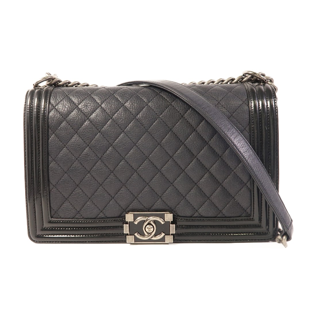 CHANEL Black Black Cowhide Leather Boy 28 Crossbody Shoulder Back Bag Shoulder Bag Calfskin: Item Name: CHANEL Black Black Cowhide Leather Boy 28 Crossbody Shoulder Back Bag Shoulder Bag Calfskin (cowhide) Brand: CHANEL Model No.: Size: x W:28cmH:18cm x D:8cm(W:11.0 inch x H:7.1 inch x D:3.1