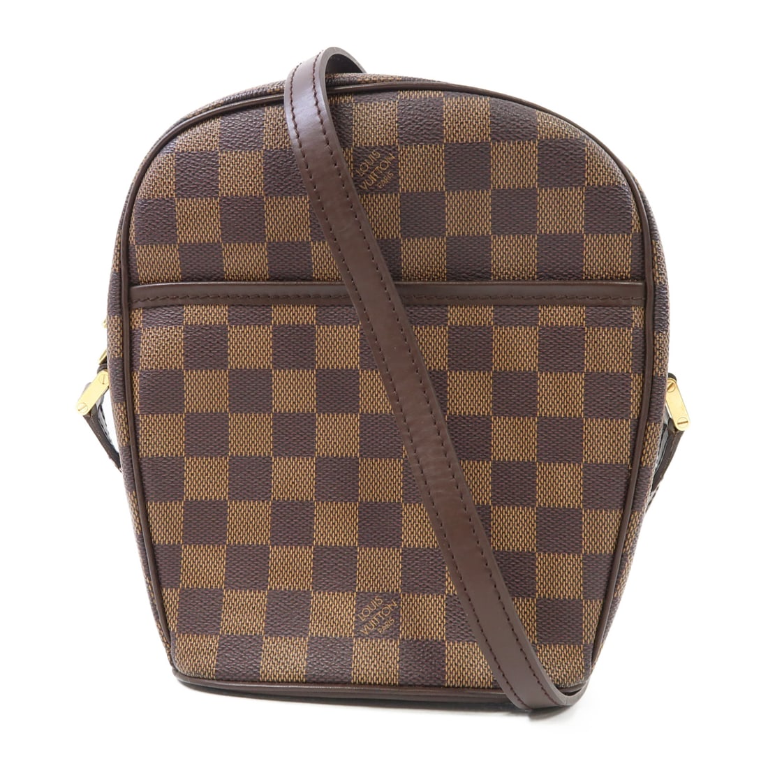 LOUIS VUITTON [Special Offer] Damier Ipanema PM Gold Buckle Shoulder Bag Black Brown Brown Shoulder (1 of 12)