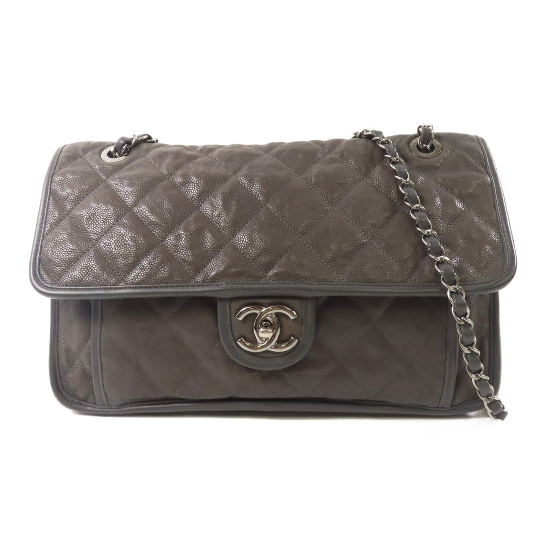 CHANEL Gray Grey Cowhide Leather Chain Shoulder Silver Shoulder Back Bag Shoulder Bag Calfskin (1 of 20)