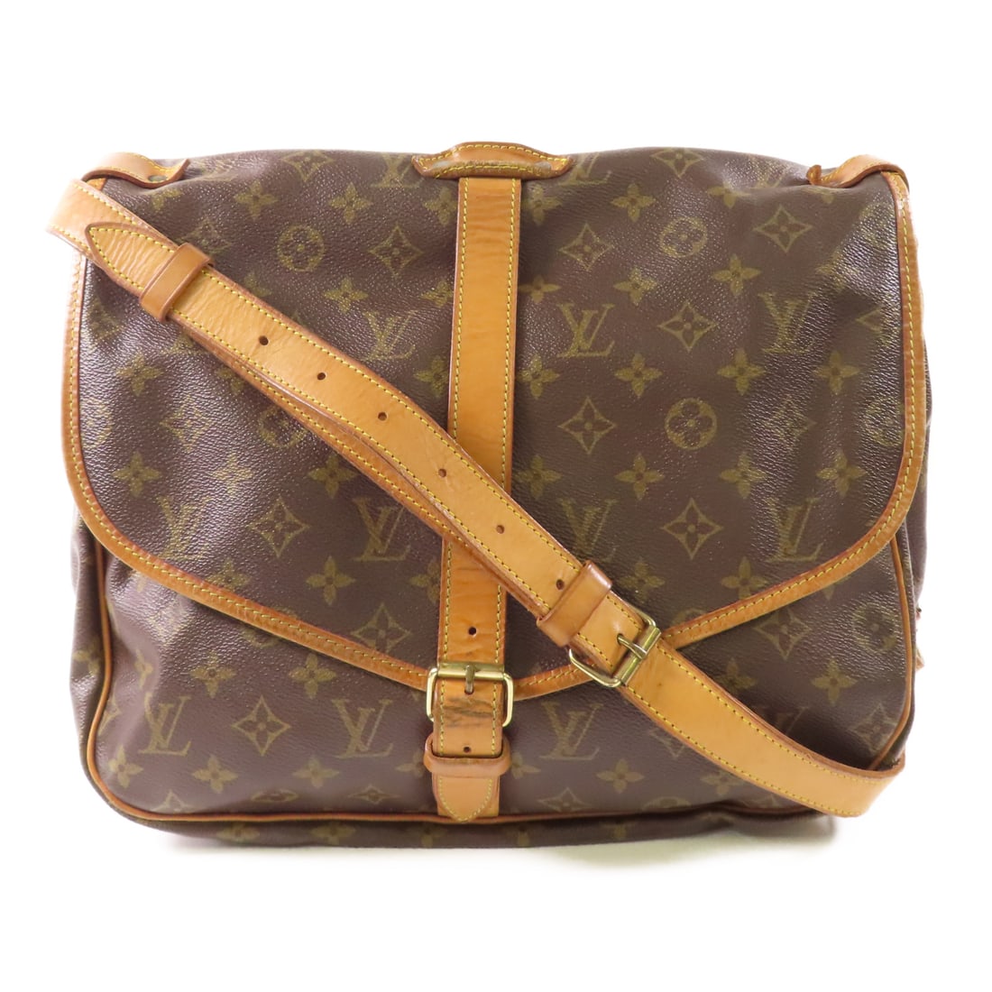 LOUIS VUITTON Monogram Saumur 35 Golden Shoulder Bag Brown Brown Shoulder Bag M42254 (1 of 20)
