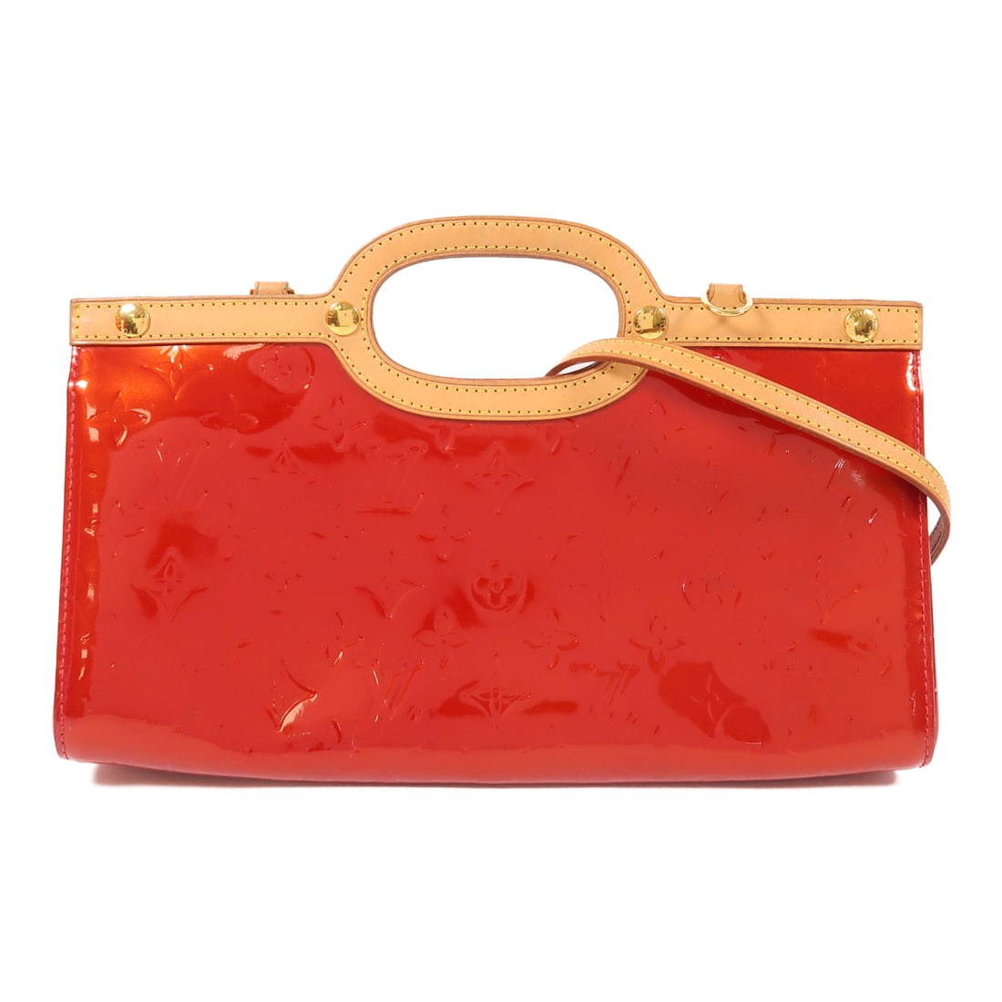 LOUIS VUITTON Monogram Vernis Roxbury Drive Gold Hand-Turned Shoulder Bag Red Red Red 2wayShoulder (1 of 12)