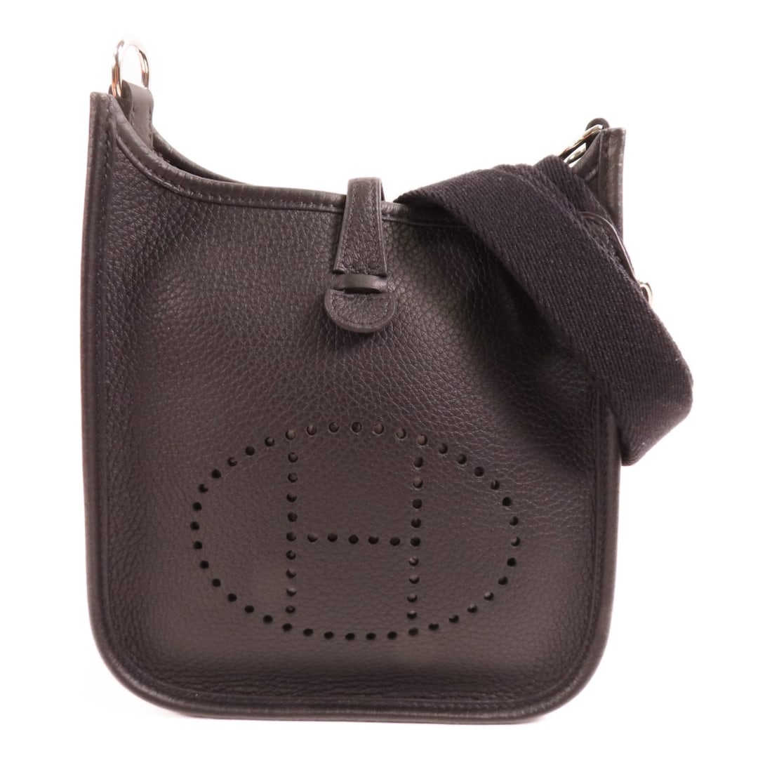 HERMES Clemence Leather Evelyne TPM Silver Shoulder Back Bag 89 Noir Shoulder Bag Noir Black Black (1 of 14)