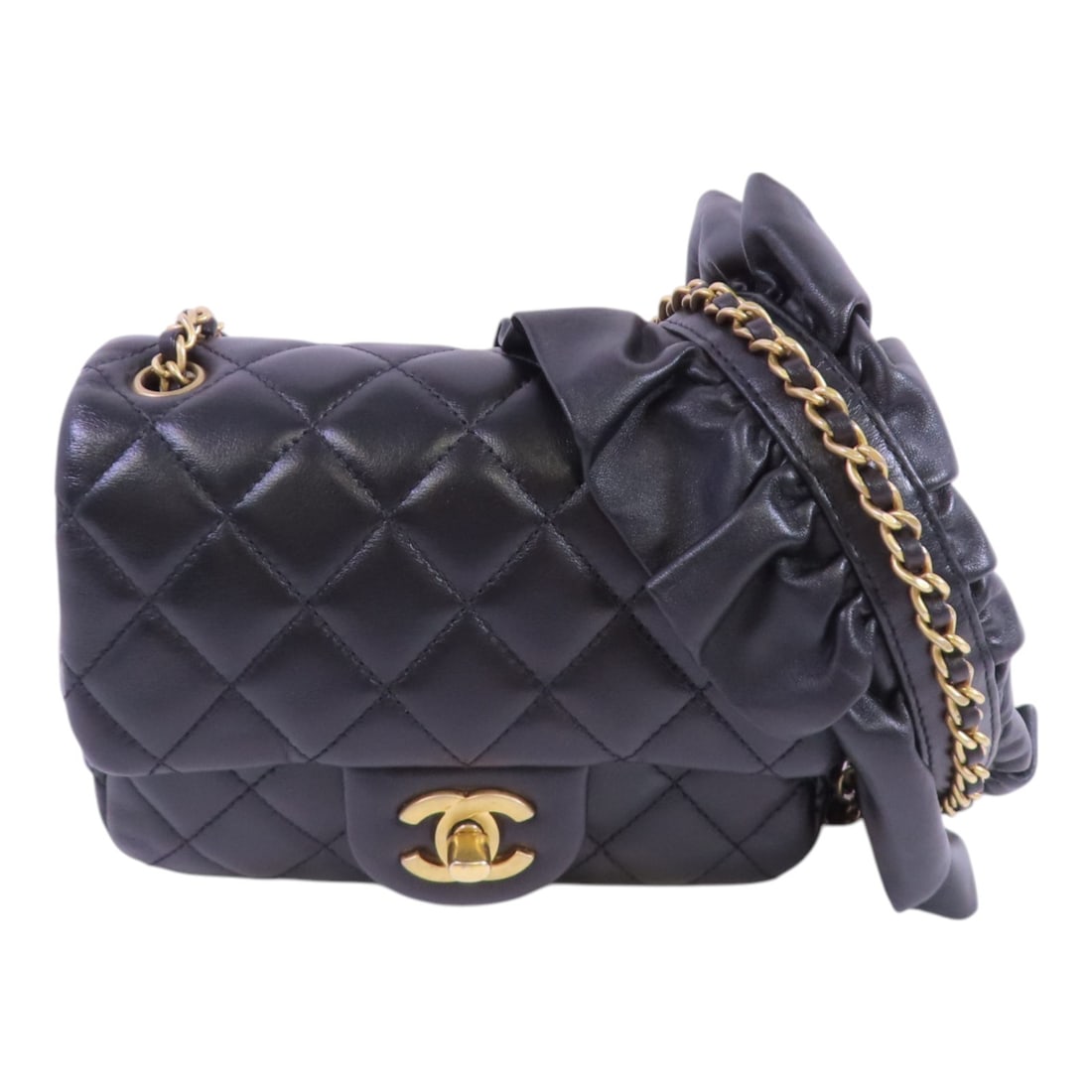 CHANEL Black Black Sheepskin Leather Chain Shoulder Bag Gold Chain Shoulder Bag Shoulder Bag Lambsk: Item Name: CHANEL Black Black Sheepskin Leather Chain Shoulder Bag Gold Chain Shoulder Bag Shoulder Bag Lambsk Brand: CHANEL Model No.: Size: x W:17cmH:12cm x D:7.5cm(W:6.7 inch x H:4.7 inch x D:3.0 i