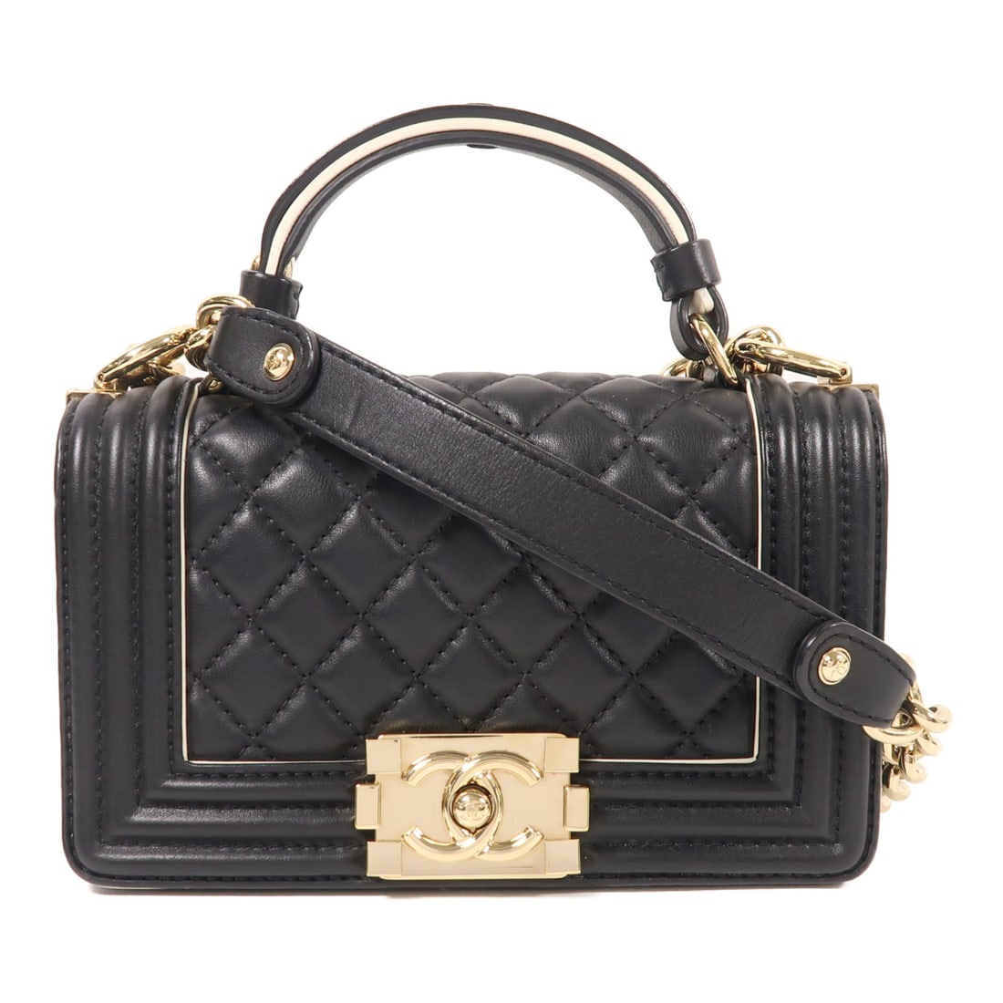 CHANEL Black Black Cowhide leather boy 20 golden cross shoulder bag 2wayShoulder Bag Calfskin: Item Name: CHANEL Black Black Cowhide leather boy 20 golden cross shoulder bag 2wayShoulder Bag Calfskin (cowhide) Brand: CHANEL Model No.: Size: x W:20cmH:7cm x D:12cm(W:7.9 inch x H:2.8 inch x D:4.7
