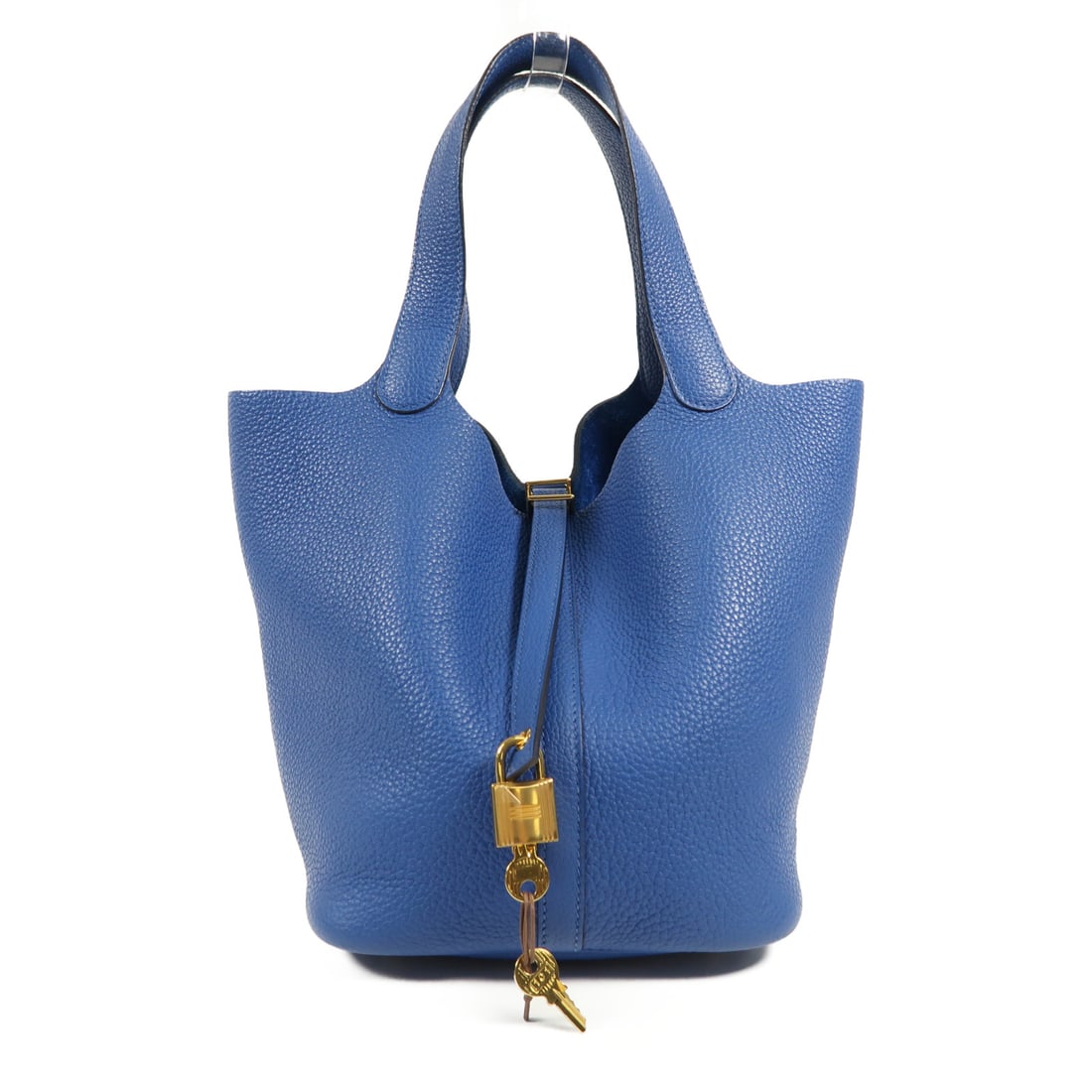 HERMES Clemence Leather Picotin MM Kinpaku Handmade Bag Blue France Handbag Blue france Blue Blue De: Item Name: HERMES Clemence Leather Picotin MM Kinpaku Handmade Bag Blue France Handbag Blue france Blue Blue De France/71 Taurillo Brand: HERMES Model No.: Z/Blue De France/GHW Size: x W:18cmH:22cm x
