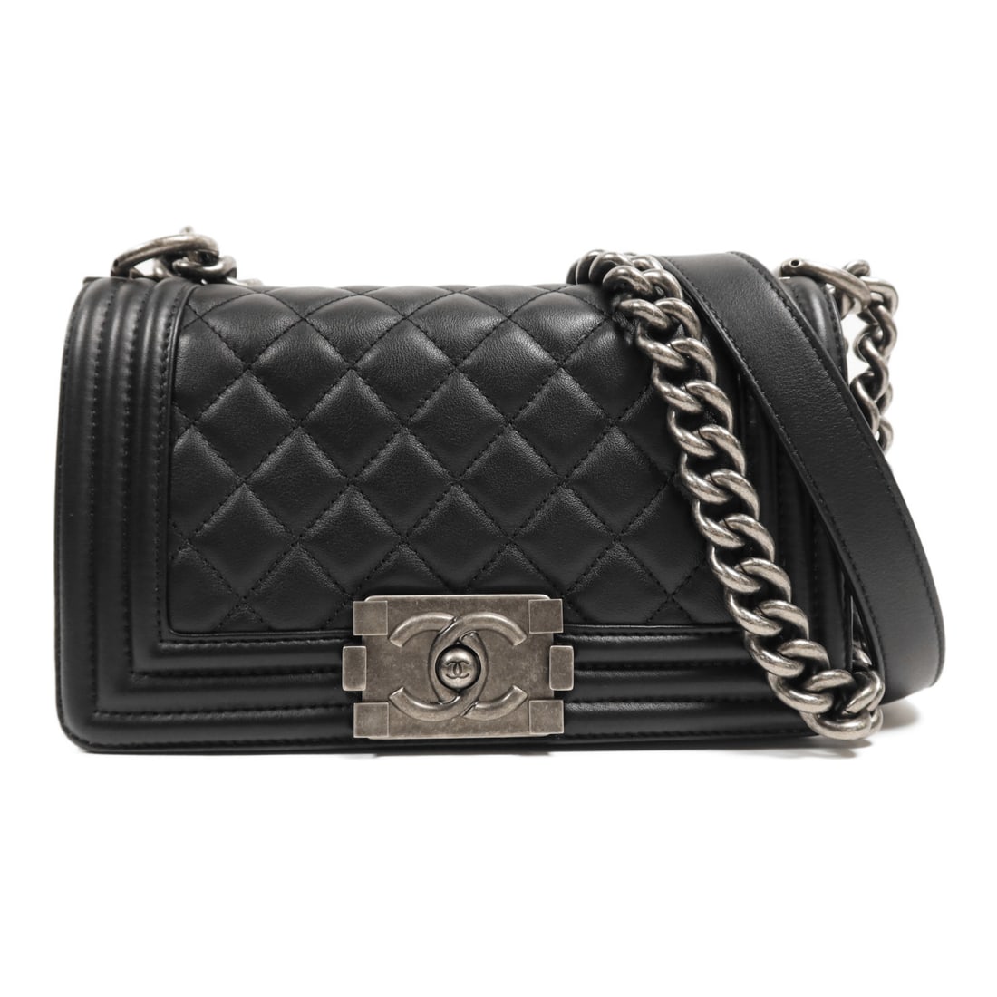 CHANEL Black Black Sheepskin leather boy 20 silver crosshair shoulder bag Shoulder Bag Lambskin (1 of 16)