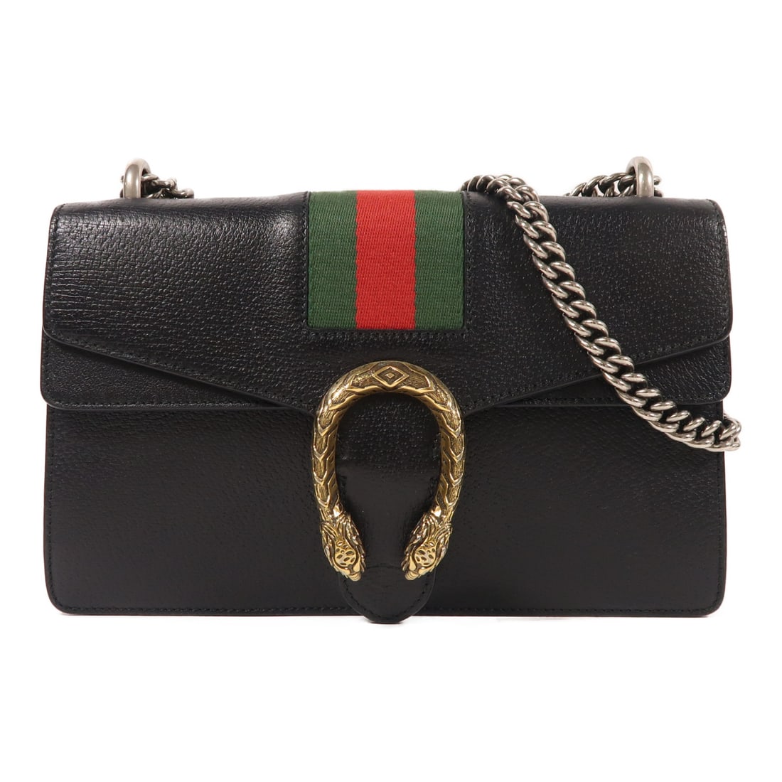 GUCCI [Greatly reduced elegance] Cowhide leather Dionysus crossbody shoulder bag black color (1 of 12)