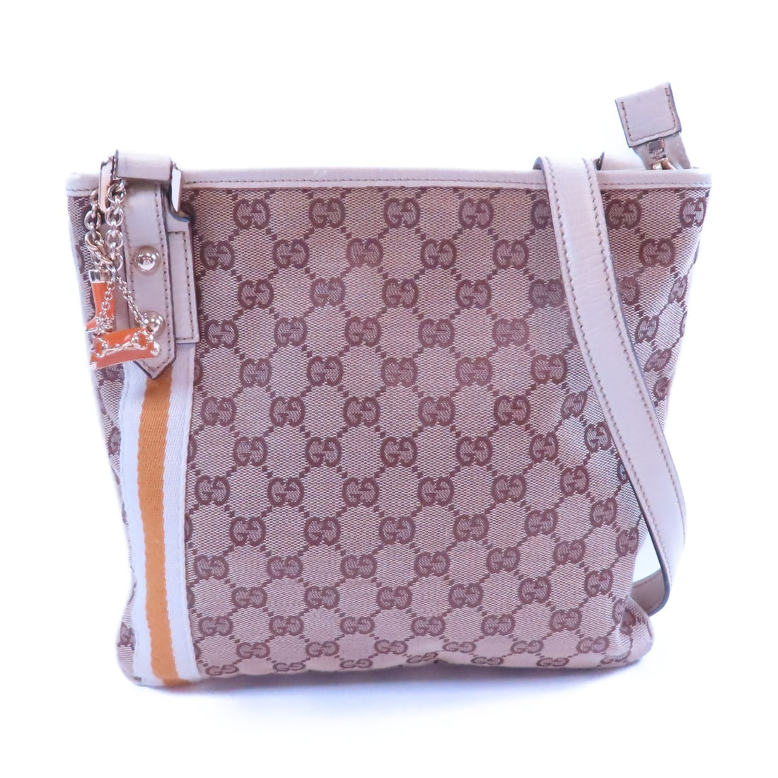 GUCCI Canvas Shoulder Bag Golden Shoulder Back Bag Rice Color Shoulder Bag Beige Beige canvas (1 of 16)