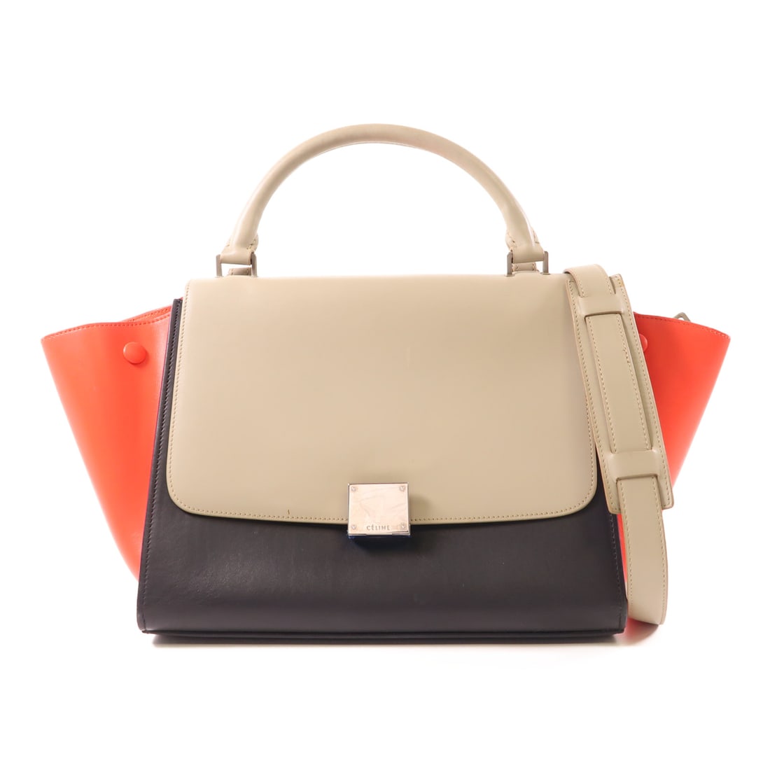 CELINE Cowhide leather Trapeze silver hand-turned shoulder and back bag 2wayShoulder Bag Gray (1 of 16)