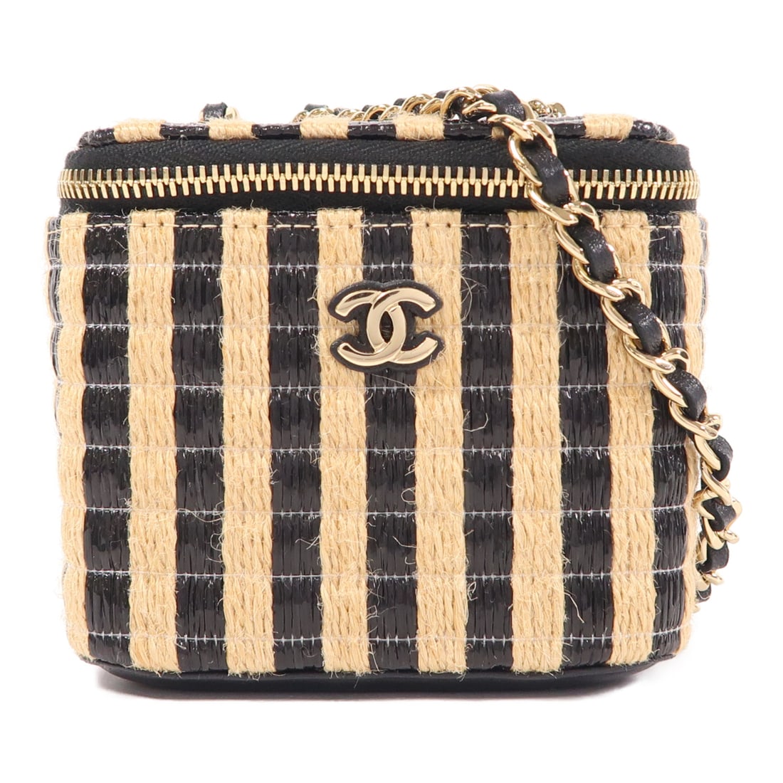 CHANEL Beige Black Beige/Black Raffia Vanity Golden Cross Shoulder Back Bag Shoulder Bag Other Raff: Item Name: CHANEL Beige Black Beige/Black Raffia Vanity Golden Cross Shoulder Back Bag Shoulder Bag Other Raff Brand: CHANEL Model No.: Size: x W:10cmH:9cm x D:7cm(W:3.9 inch x H:3.5 inch x D:2.8 inch