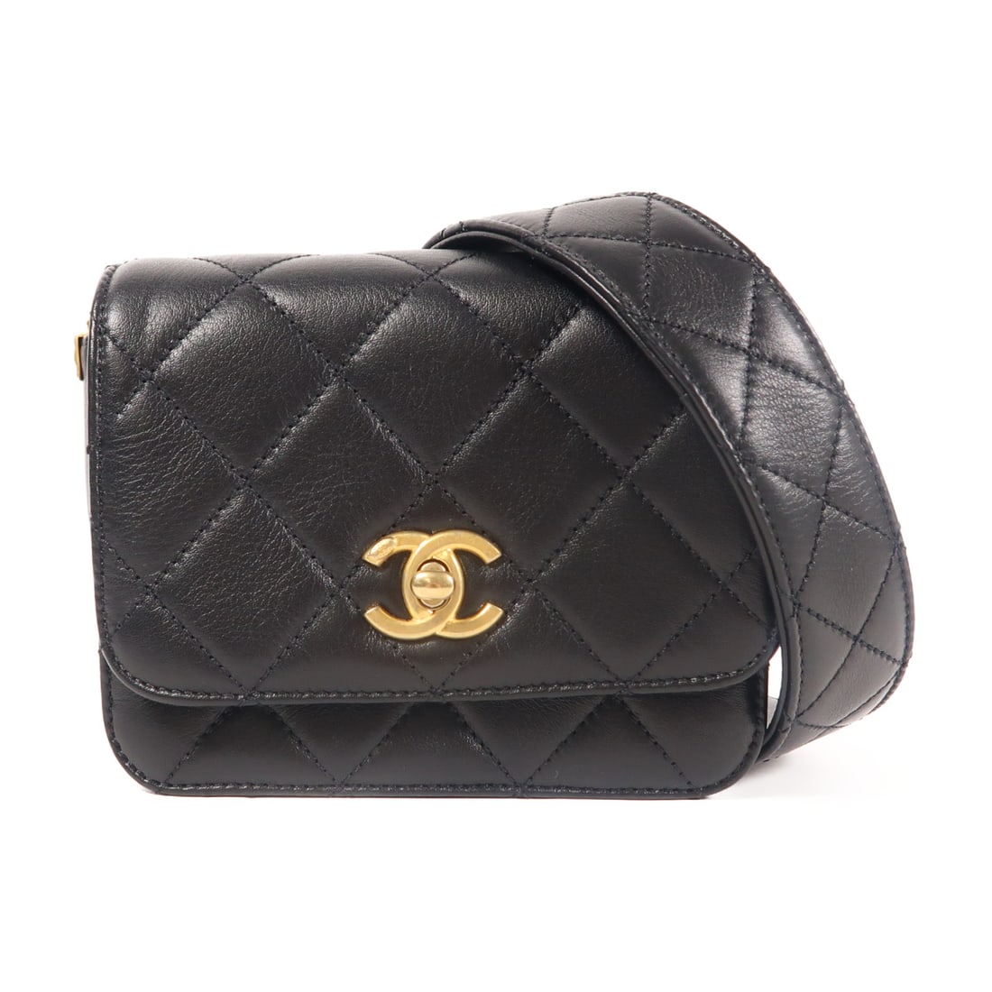 CHANEL Black Black Cowhide Leather Shoulder Bag Crossbody Shoulder Bag Shoulder Bag Calfskin ( (1 of 15)