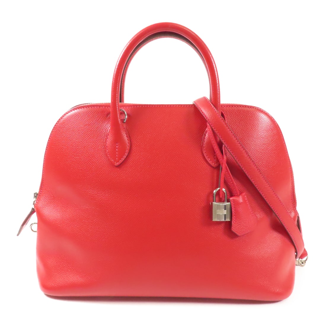 HERMES Epsom Leather Bolide 1923 30 Silver Hand-Turn Shoulder and Back Bag Rouge Tomate 2wayShoulder (1 of 18)