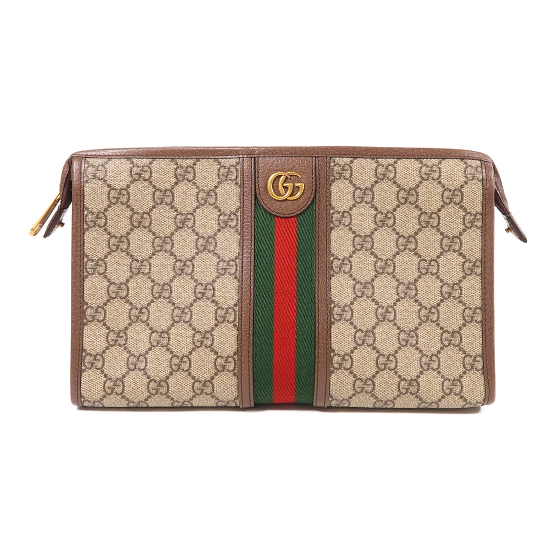 GUCCI Painted canvas Ophidia Toiletry Case Golden Hand Bag business bag clutch bag Brown Brow (1 of 12)