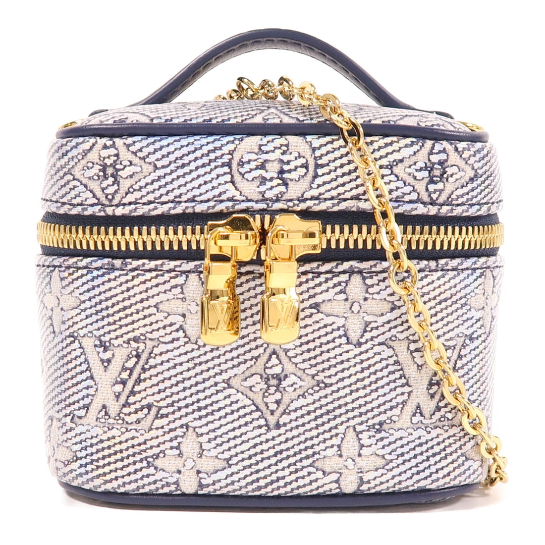 LOUIS VUITTON Monogram Coated Micro Vanity Hand-Handed Bag for Shoulders and Backs Blue Silver (1 of 12)