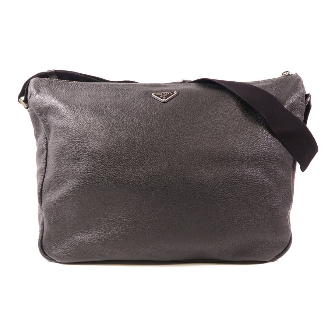 PRADA Cowhide Leather Shoulder Bag Silver Shoulder Bag Shoulder Bag Black Black Calfskin (cowhide) (1 of 12)