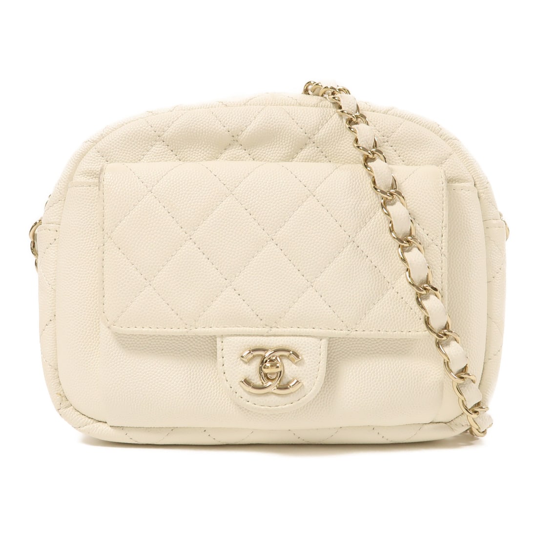 CHANEL White White Cowhide Leather Shoulder Bag Shoulder Bag Calfskin (cowhide) (1 of 12)