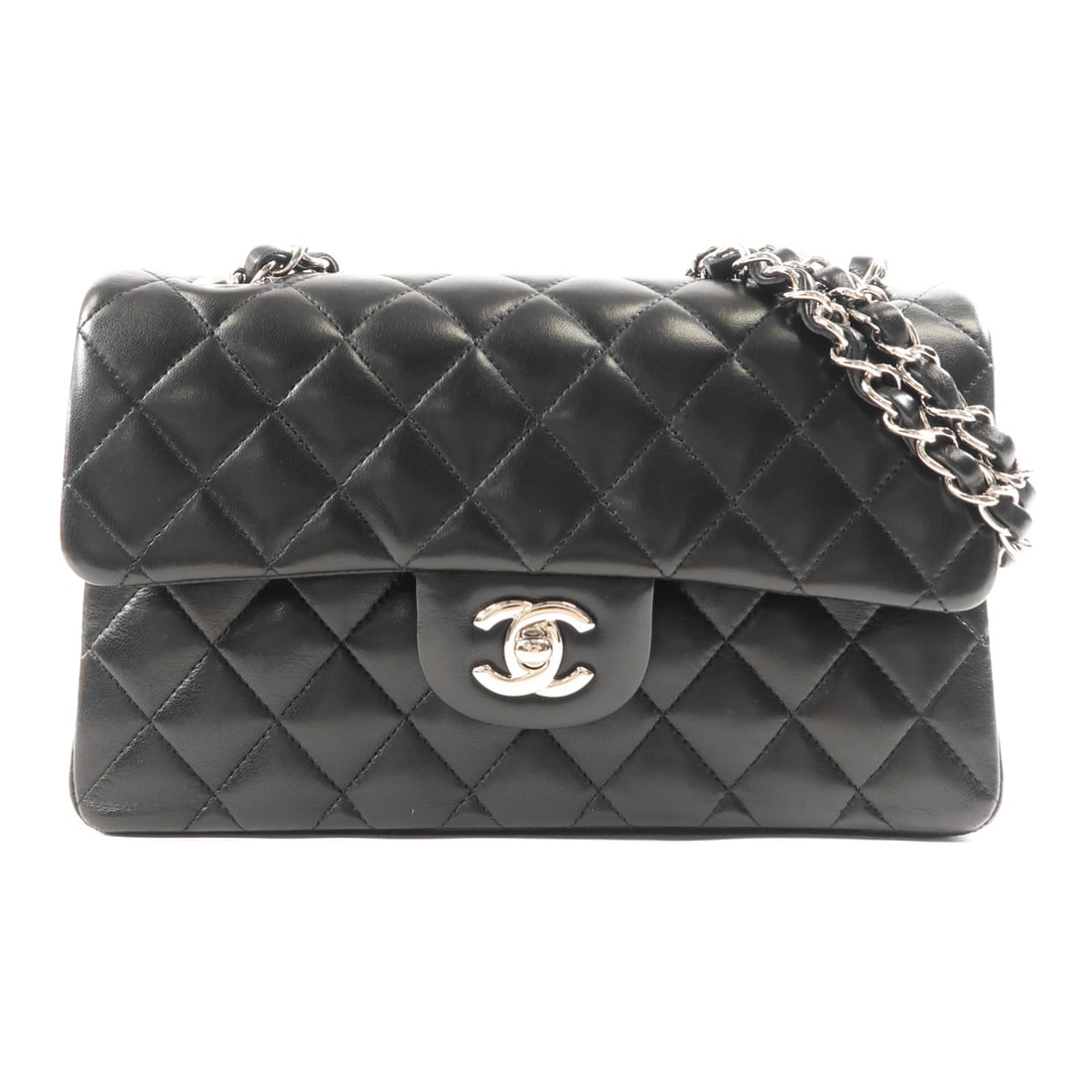 CHANEL Black Sheepskin leather Classic 23 silver crosshair shoulder bag Shoulder Bag Lambskin (1 of 16)