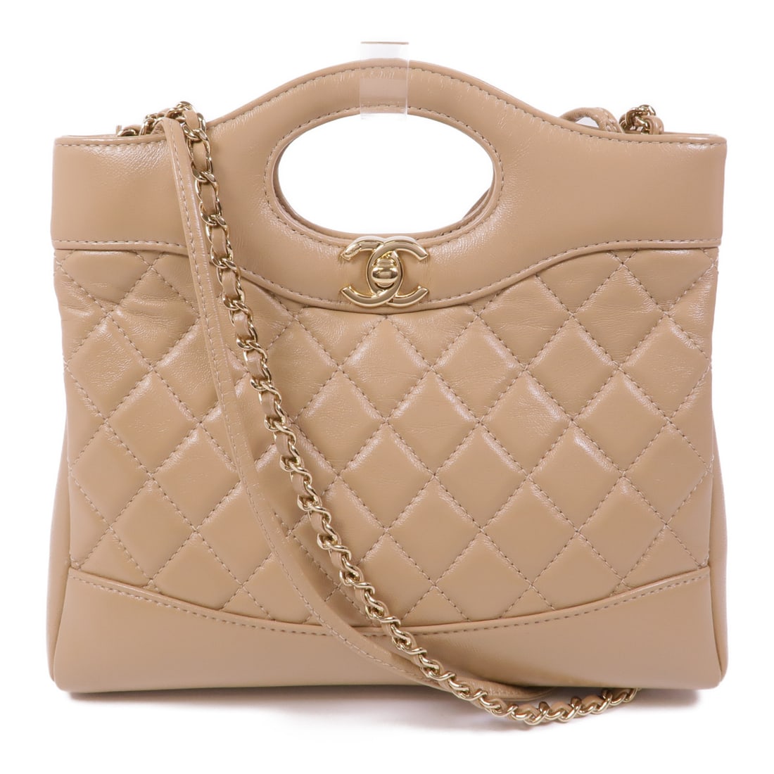 CHANEL Beige OLIVE GREEN Sheepskin Leather Chanel 31 Mini Hand-Handed Shoulder and Back Bag 2w (1 of 14)