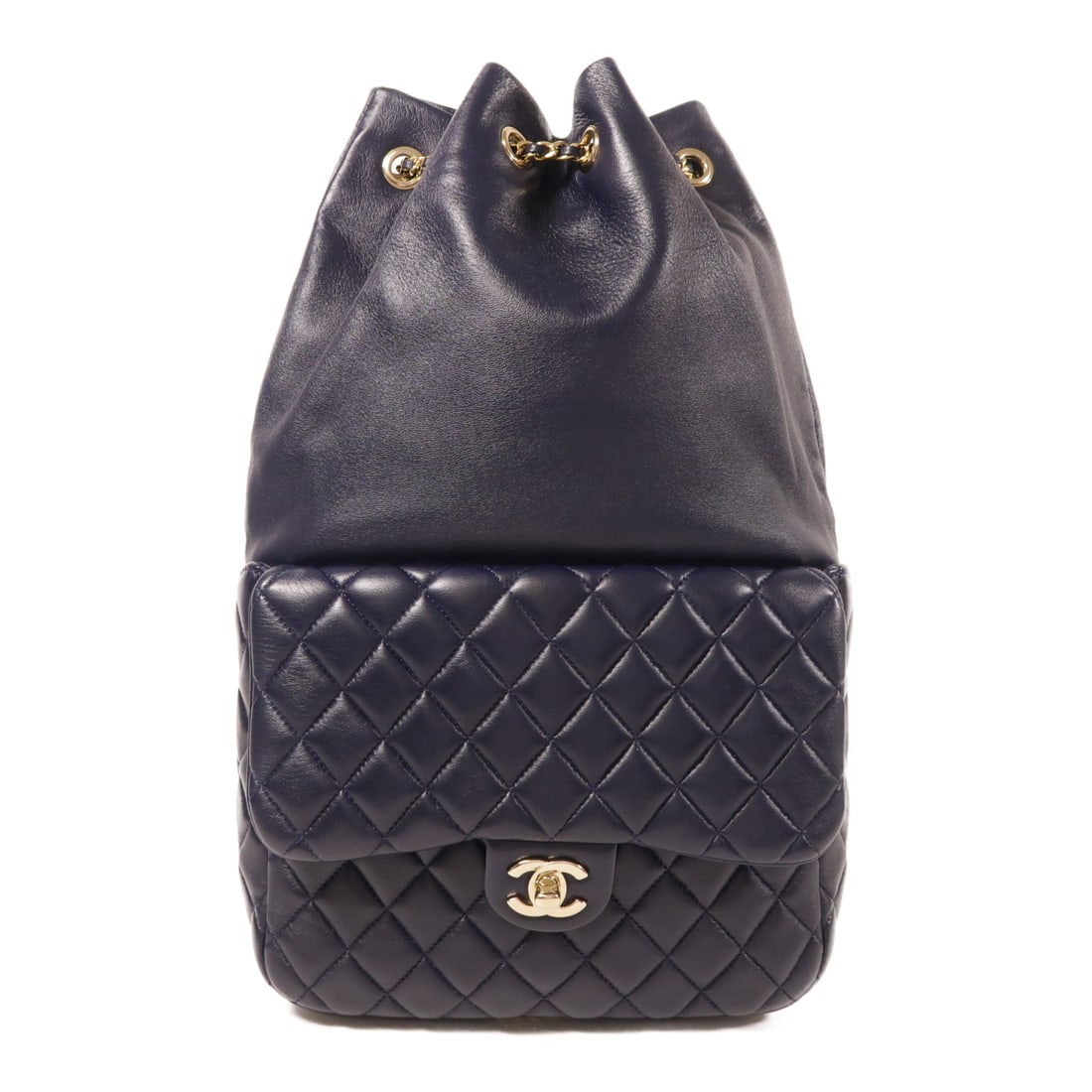 CHANEL Navy Navy Sheepskin leather Backpack Golden chest bag Rucksack Backpack Lambskin (sheep leat: Item Name: CHANEL Navy Navy Sheepskin leather Backpack Golden chest bag Rucksack Backpack Lambskin (sheep leat Brand: CHANEL Model No.: Size: x W:22cmH:37.5cm x D:7.5cm(W:8.7 inch x H:14.8 inch x D:3.