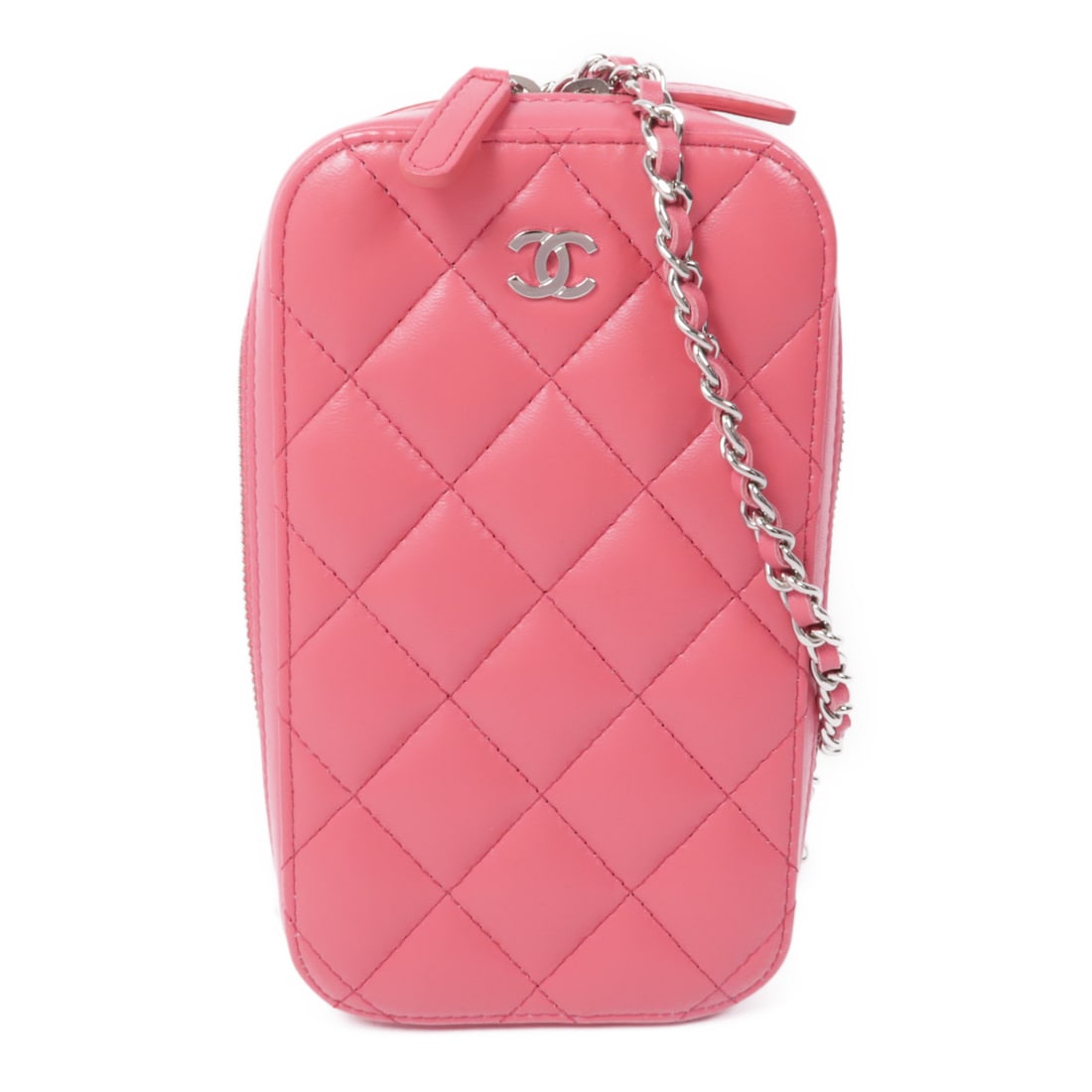 CHANEL Pink Pink Sheepskin Leather Phone Holder Silver Crossbody Shoulder Back Bag Shoulder Ba: Item Name: CHANEL Pink Pink Sheepskin Leather Phone Holder Silver Crossbody Shoulder Back Bag Shoulder Ba Brand: CHANEL Model No.: Size: x W:10cmH:17cm x D:3.5cm(W:3.9 inch x H:6.7 inch x D:1.4 inch )