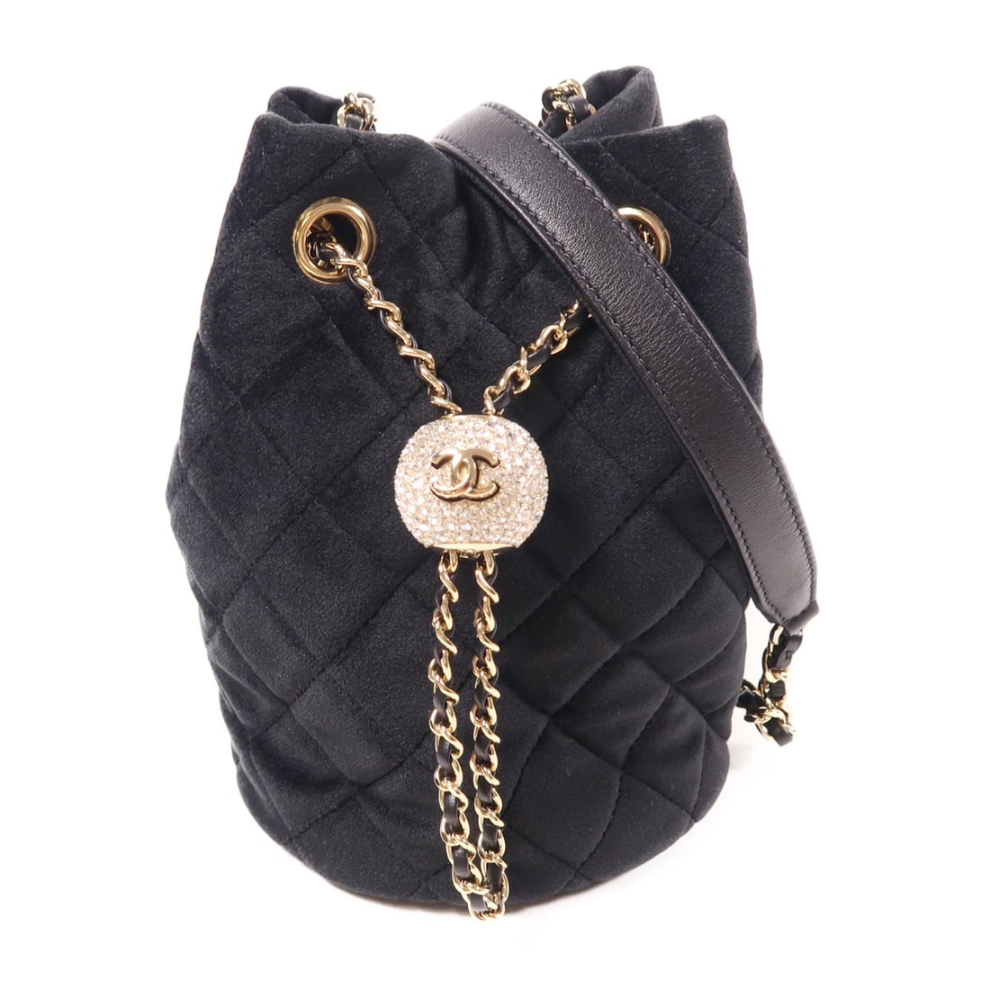 CHANEL Black Black Chain Shoulder Chain Shoulder Back Bag Shoulder Bag Other Velvet (1 of 15)