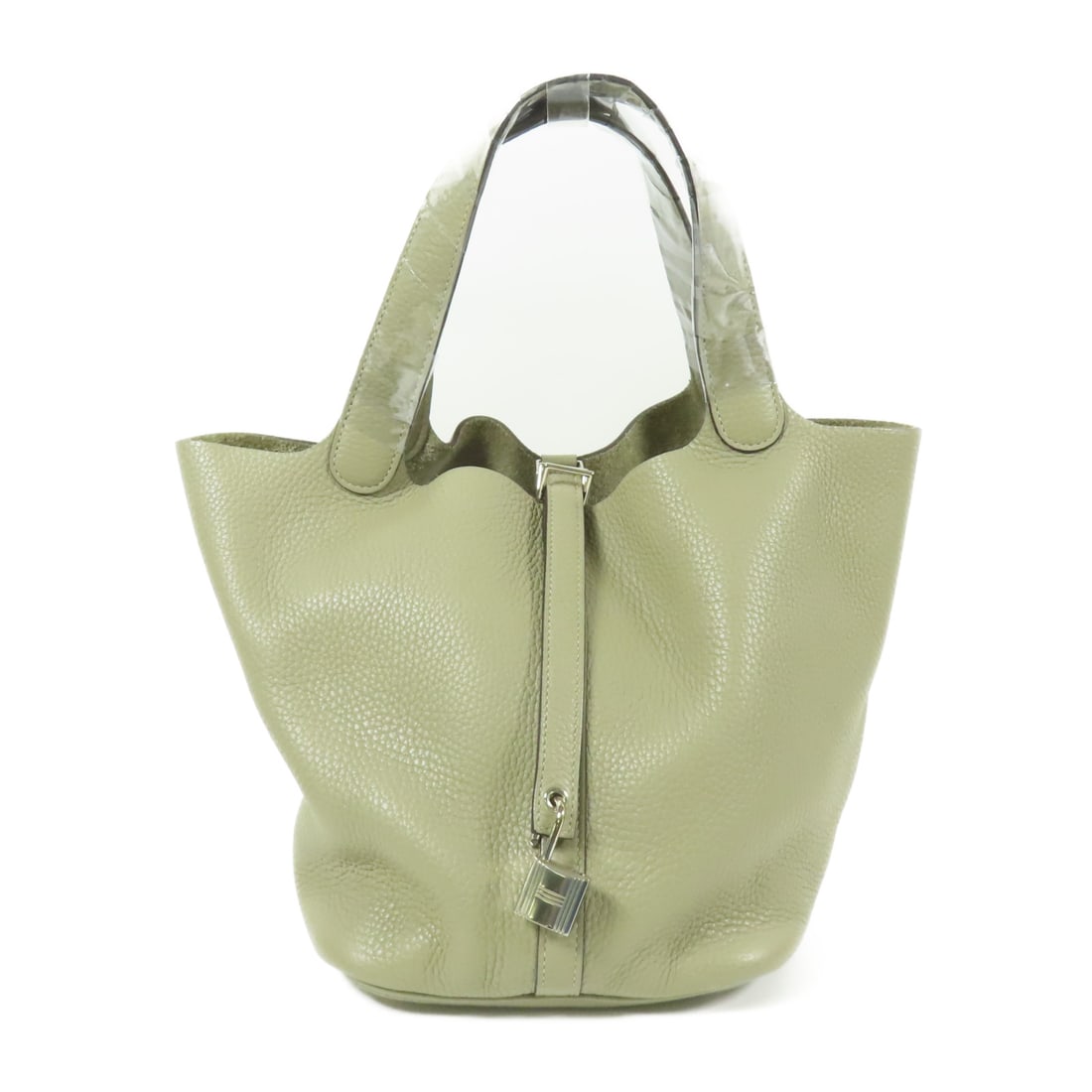HERMES Clemence Leather Picotin MM Ginpaku Handmade Bag Sauge Handbag Sauge Green Taurillon Clemen (1 of 15)