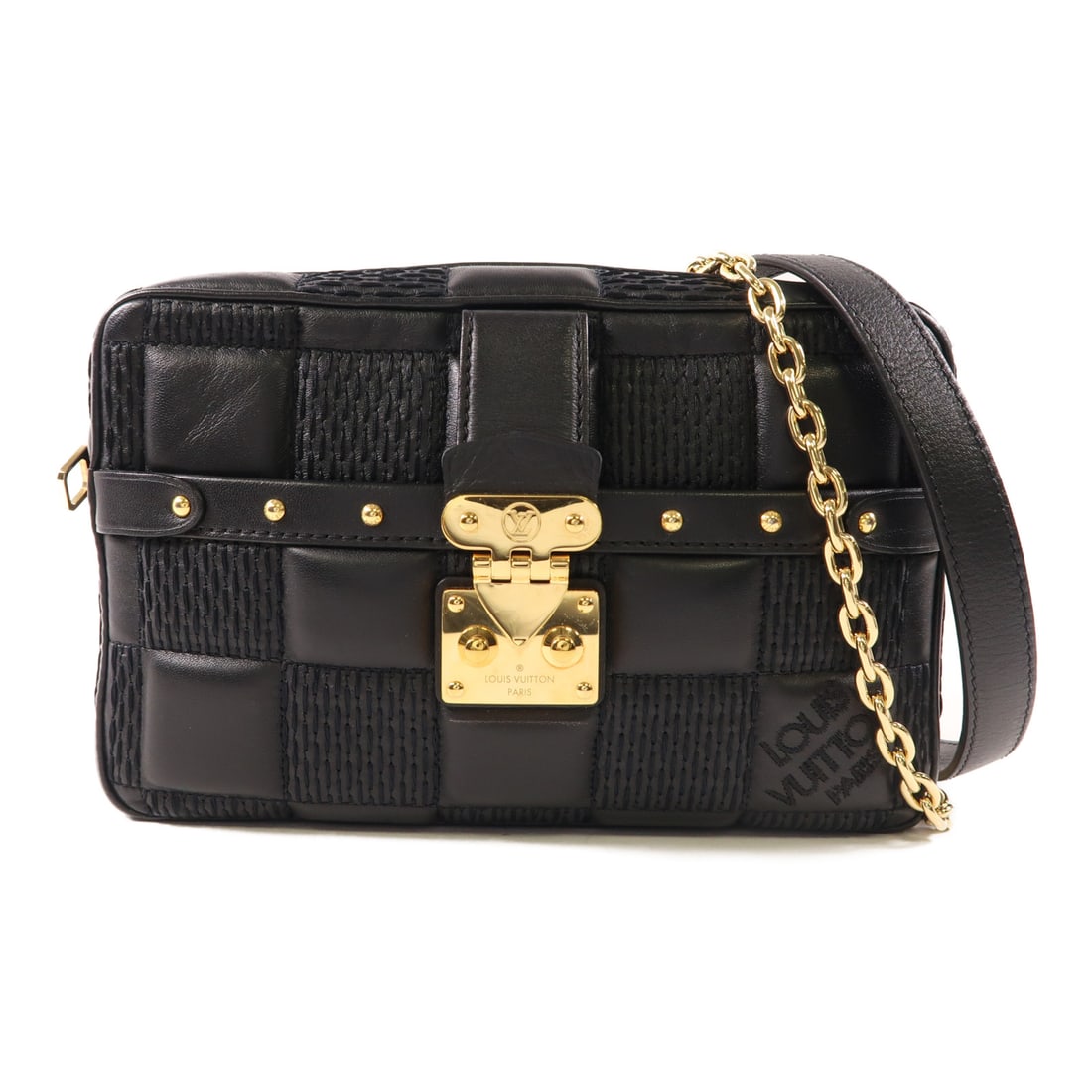 LOUIS VUITTON Damier Quilt Troca PM Golden Chest Shoulder Back Bag Black Black Shoulder Bag M (1 of 15)