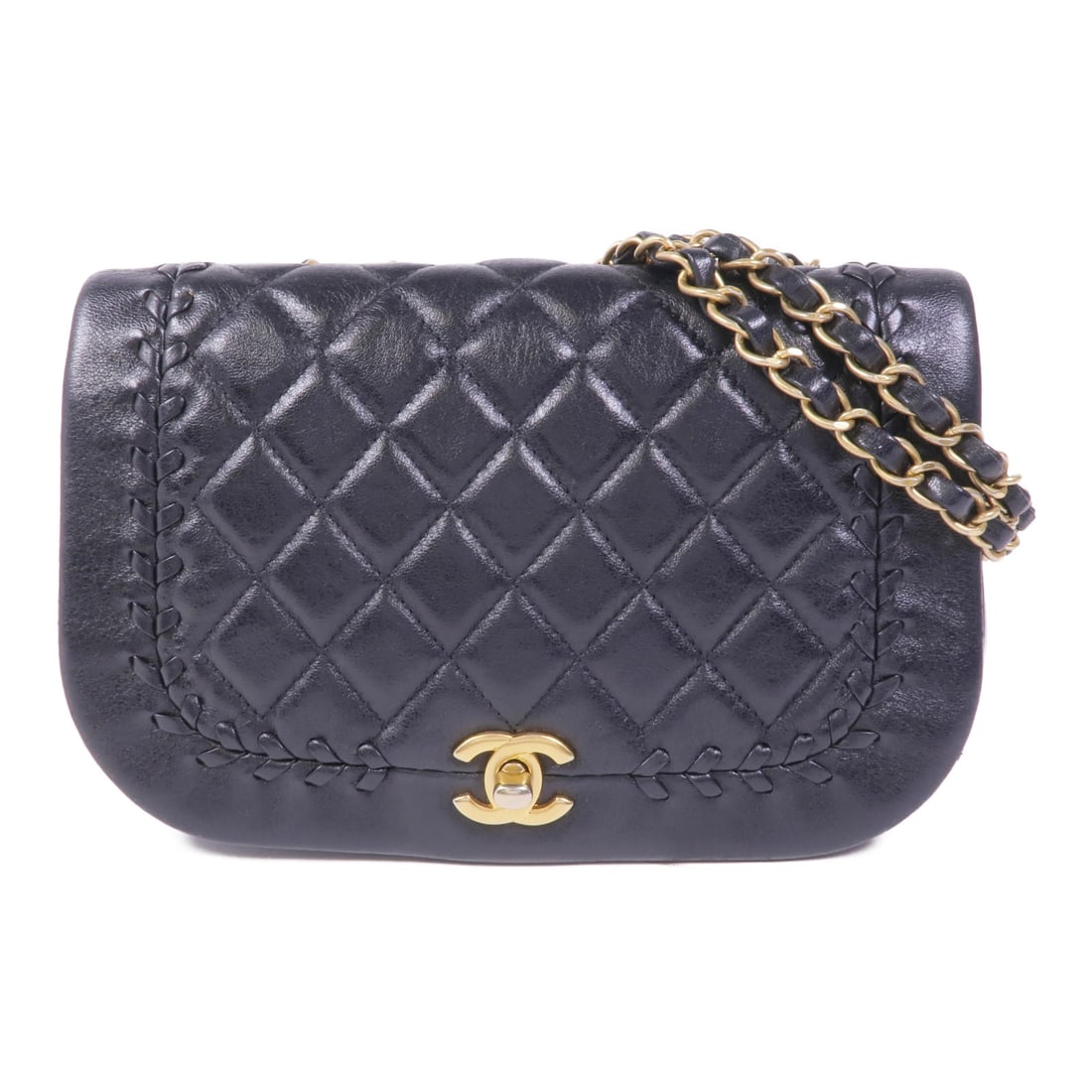CHANEL Black Black Cowhide Leather Chain Shoulder Golden Chain Shoulder Back Bag Shoulder Bag (1 of 20)