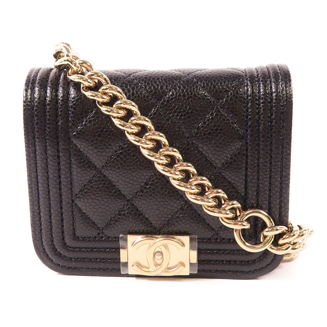 CHANEL Black Black Cowhide leather boy golden crosshair shoulder bag Shoulder Bag Calfskin (cowhide) (1 of 16)
