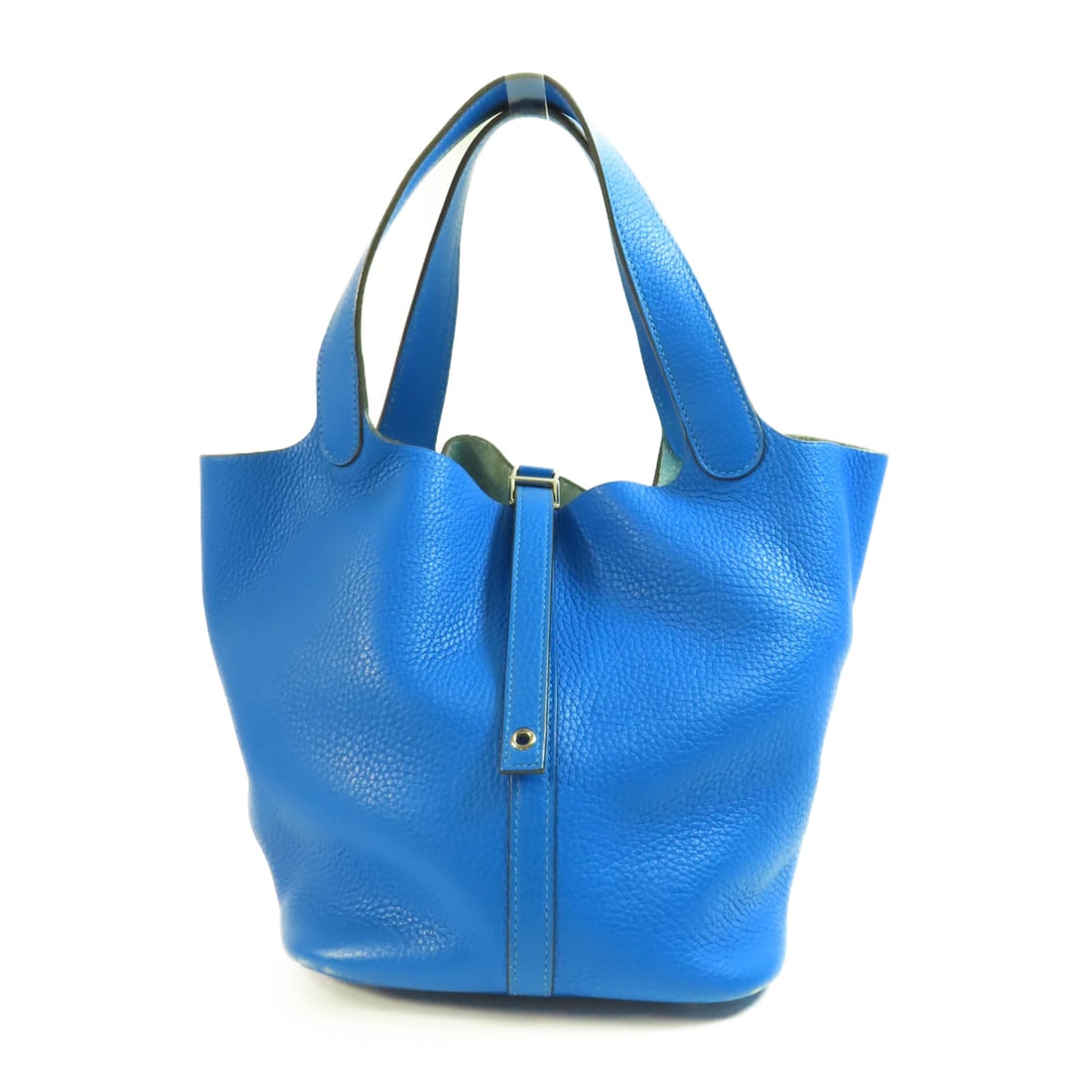 HERMES Clemence Leather Picotin MM Ginpaku Handmade Bag Bleu Hydra Tote Bag Blue hydra Blue T (1 of 18)