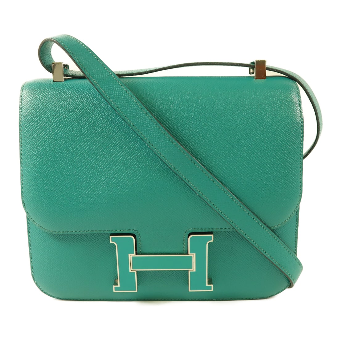 HERMES Epsom leather Constance 24 silver shoulder bag Blue Paon/Menthe Shoulder Bag Blue paon Green (1 of 20)