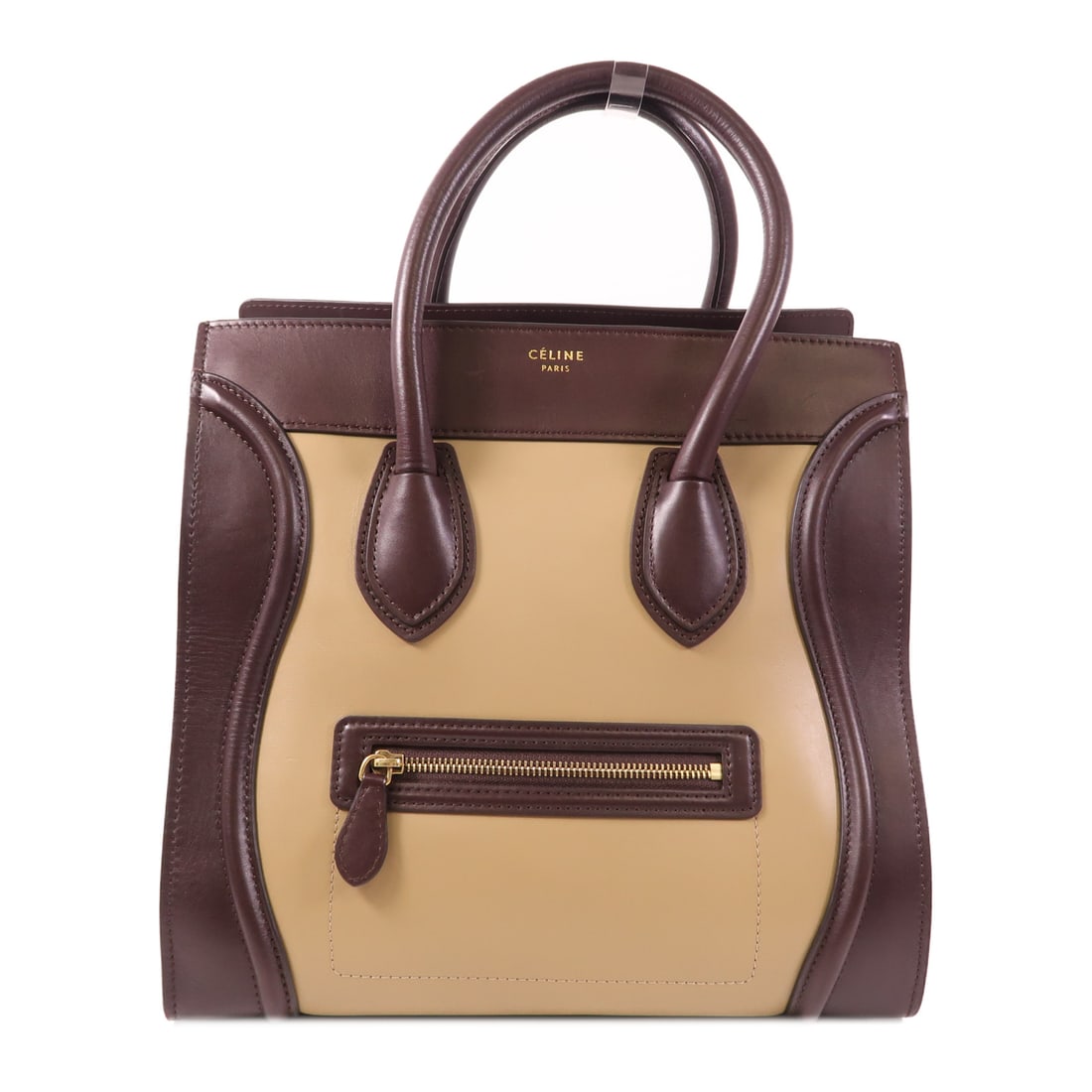 CELINE Cowhide Leather Mini Luggage Kinsaku Handmade Bag Handbag Brown Calfskin (cowhide) S-SA-0112 (1 of 17)