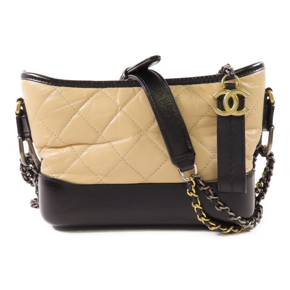 CHANEL Beige Black Beige/Black Cowhide Leather Gabrielle Small Crossbody Shoulder Bag Shoulder (1 of 19)