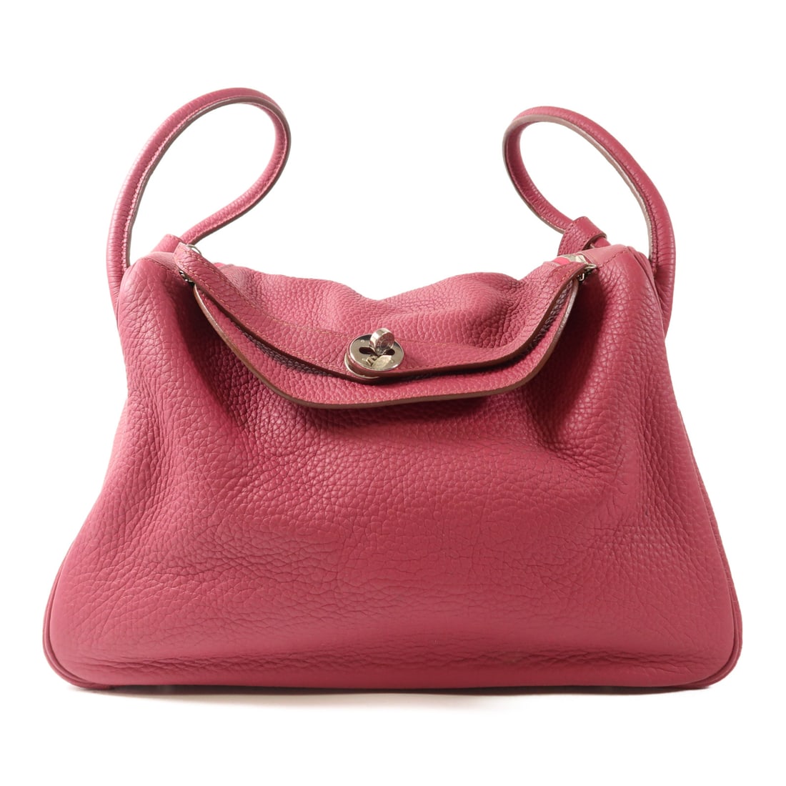 HERMES Clemence Leather Lindy 34 Silver Hand-Handed Shoulder Bag Rough H 2wayShoulder Bag Rouge (1 of 13)