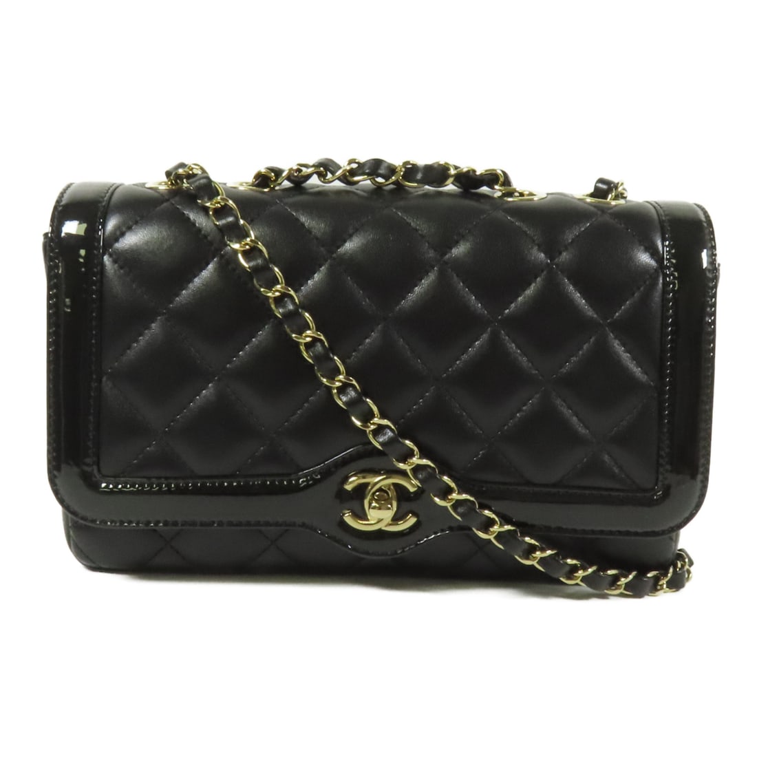 CHANEL Black Black Sheepskin Leather Chain Shoulder Bag Golden Shoulder Bag Shoulder Bag Lambskin: Item Name: CHANEL Black Black Sheepskin Leather Chain Shoulder Bag Golden Shoulder Bag Shoulder Bag Lambskin Brand: CHANEL Model No.: AS5049 Size: x W:24.5cmH:15cm x D:5.5cm(W:9.6 inch x H:5.9 inch x