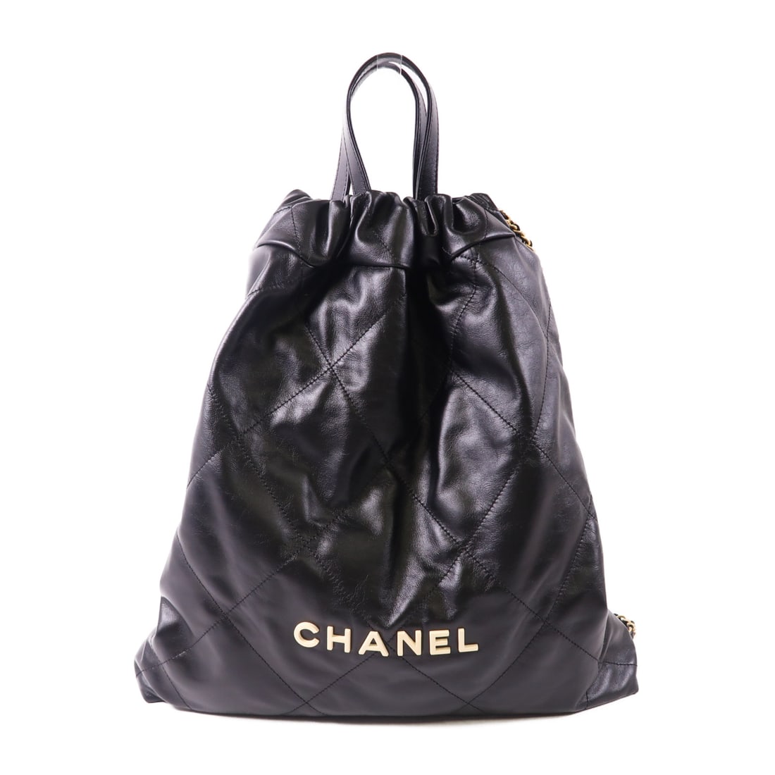 CHANEL Black Black Sheepskin Leather C22 BackPack Gold Triangle Backpack Rucksack Backpack Lam: Item Name: CHANEL Black Black Sheepskin Leather C22 BackPack Gold Triangle Backpack Rucksack Backpack Lam Brand: CHANEL Model No.: Size: x W:35.5cmH:40cm x D:7.5cm(W:14.0 inch x H:15.7 inch x D:3.0 in