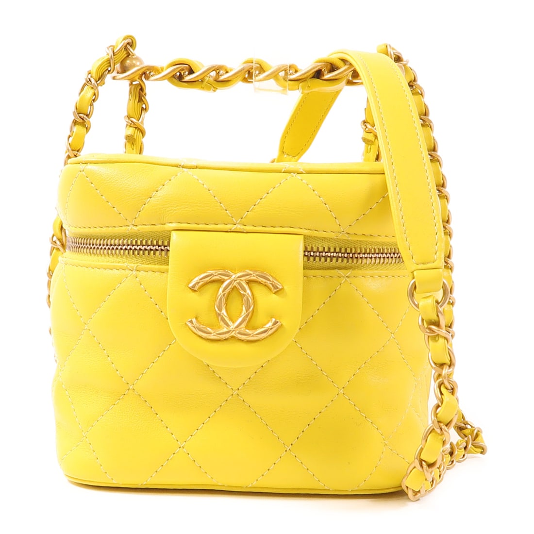 CHANEL Yellow Yellow Cowhide Leather Chain Shoulder Bag Hand-Handed Chain Shoulder Bag 2waySho (1 of 14)