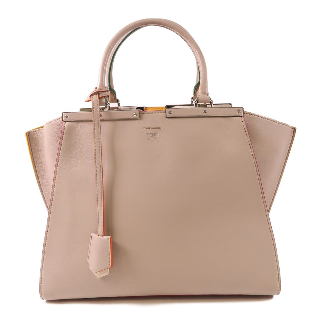 FENDI Cowhide Leather Handbag Ginpaku Handmade Bag Handbag Gray Grey Calfskin (cowhide) 8BH279 (1 of 20)